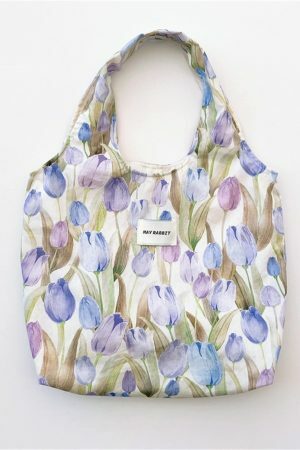 Y2K Floral Canvas Tulip Tote Bag - Streetwear Shoulder Bag