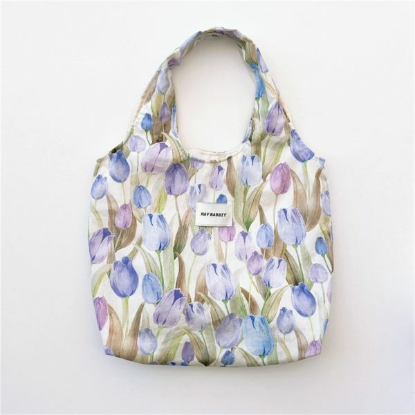 Y2K Floral Canvas Tulip Tote Bag - Streetwear Shoulder Bag