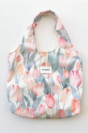 Y2K Floral Canvas Tulip Tote Bag - Streetwear Shoulder Bag