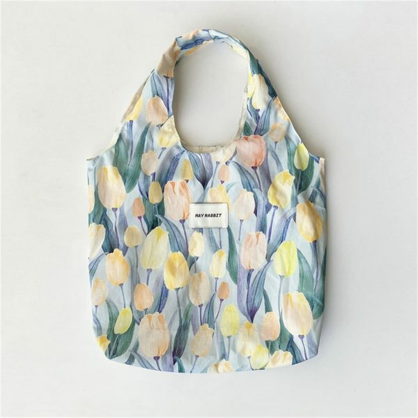 Y2K Floral Canvas Tulip Tote Bag - Streetwear Shoulder Bag