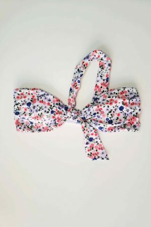 Y2K Floral Cross Strap Streetwear Bikini Top