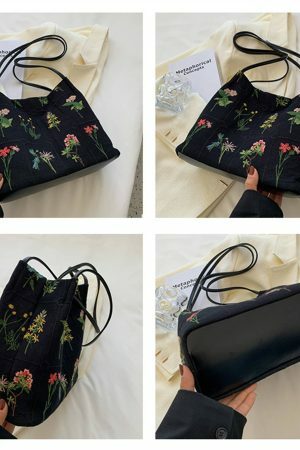 Y2K Floral Embroidered Crossbody Bag - Streetwear Fashion Statement