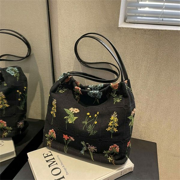 Y2K Floral Embroidered Crossbody Bag - Streetwear Fashion Statement