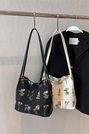 Y2K Floral Embroidered Crossbody Bag - Streetwear Fashion Statement