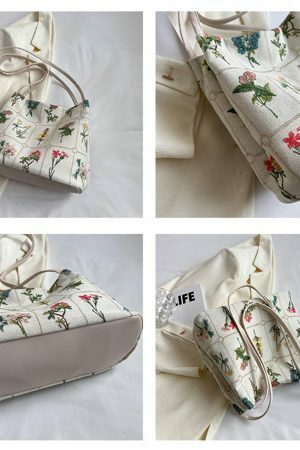 Y2K Floral Embroidered Crossbody Bag - Streetwear Fashion Statement