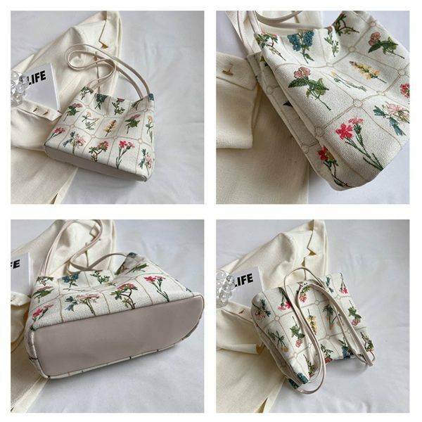 Y2K Floral Embroidered Crossbody Bag - Streetwear Fashion Statement