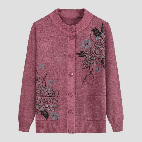 Y2K Floral Embroidery Knit Cardigan for Women, Cozy Winter Sweater with Boho Style