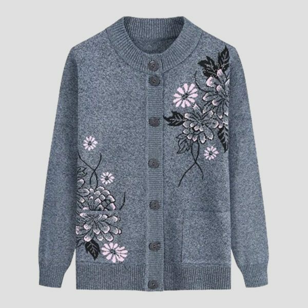 Y2K Floral Embroidery Knit Cardigan for Women, Cozy Winter Sweater with Boho Style