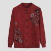 Y2K Floral Embroidery Knit Cardigan for Women, Cozy Winter Sweater with Boho Style