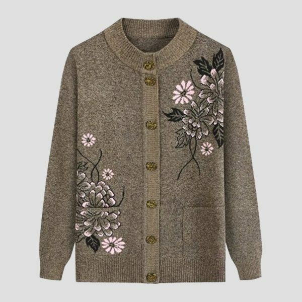 Y2K Floral Embroidery Knit Cardigan for Women, Cozy Winter Sweater with Boho Style