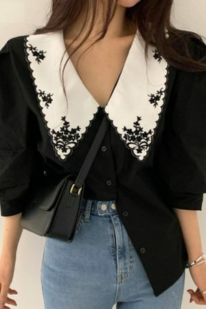 Y2K Floral Embroidery Puff Sleeve Blouse | Streetwear Chic Fashion Top