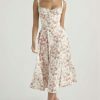 Y2K Floral French Corset Midi Dress with Slit