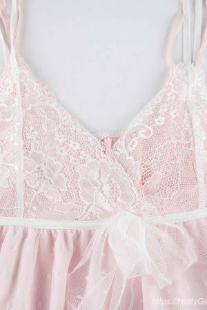 Y2K Floral Lace Pink Lolita Mini Dress - Kawaii Streetwear Aesthetic