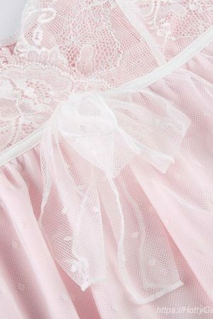 Y2K Floral Lace Pink Lolita Mini Dress - Kawaii Streetwear Aesthetic