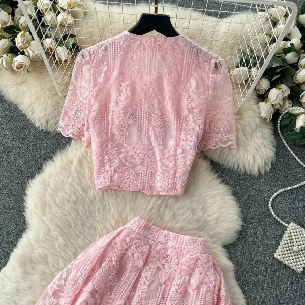 Y2K Floral Lace Streetwear Co-ord Set