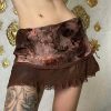 Y2K Floral Lace-Up Mini Skirt | Vintage Streetwear Aesthetic