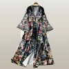 Y2K Floral Maxi Dress with French Elegant Long Sleeves