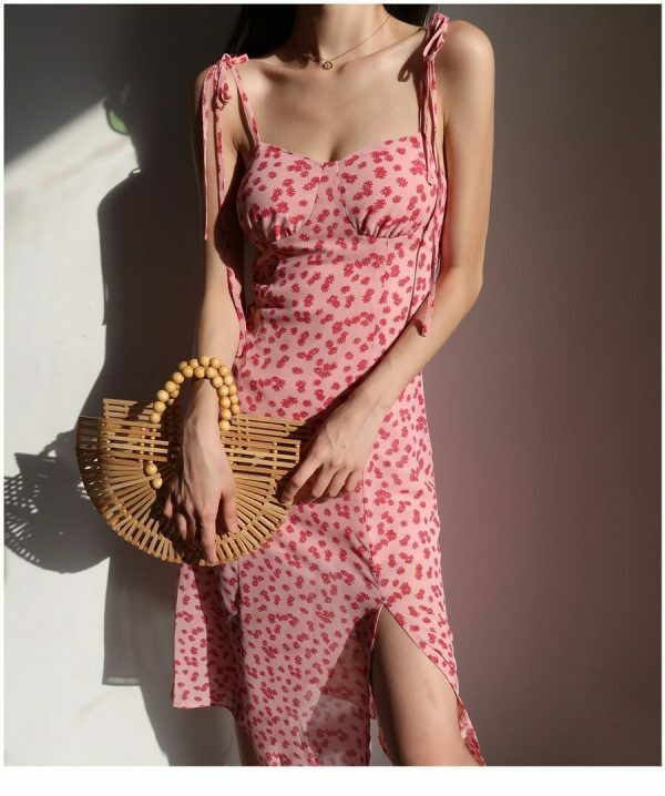 Y2K Floral Midi Dress with Pink and Red Aesthetic