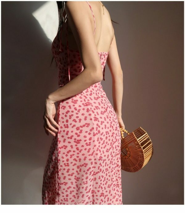 Y2K Floral Midi Dress with Pink and Red Aesthetic