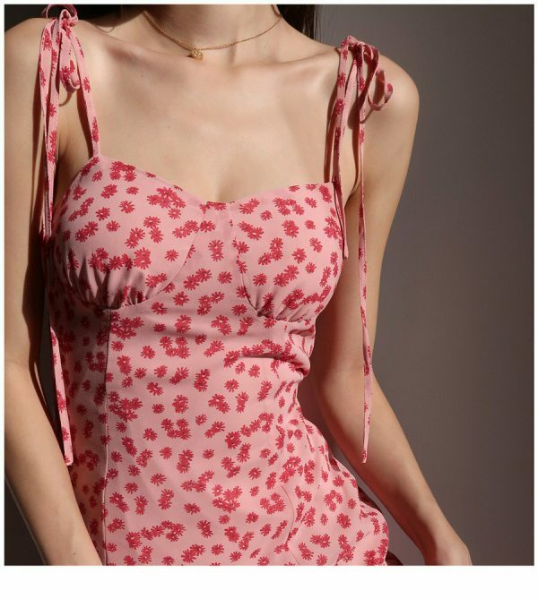 Y2K Floral Midi Dress with Pink and Red Aesthetic