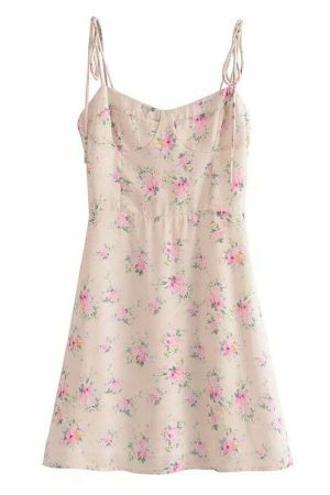 Y2K Floral Mini Dress with Spaghetti Straps and Ruffles