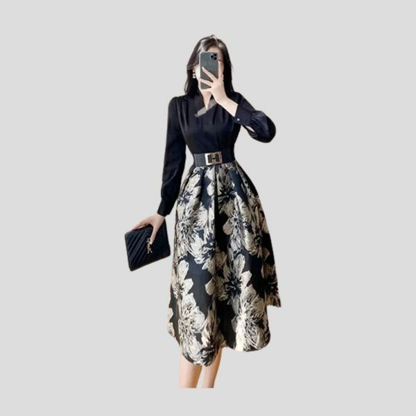 Y2K Floral Patchwork Midi Dress for Women