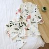 Y2K Floral Print Kimono Pajama Set for Women, Streetwear Two-Piece Lounge Wear