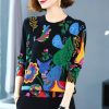 Y2K Floral Print Knit Pullover Sweater - Trendy Streetwear Top