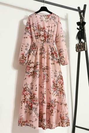 Y2K Floral Print Maxi Dress for Women