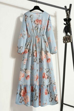 Y2K Floral Print Maxi Dress for Women