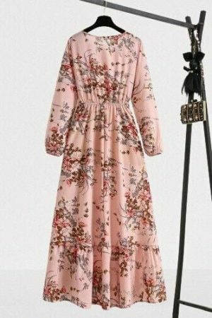 Y2K Floral Print Maxi Dress for Women