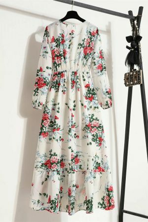 Y2K Floral Print Maxi Dress for Women