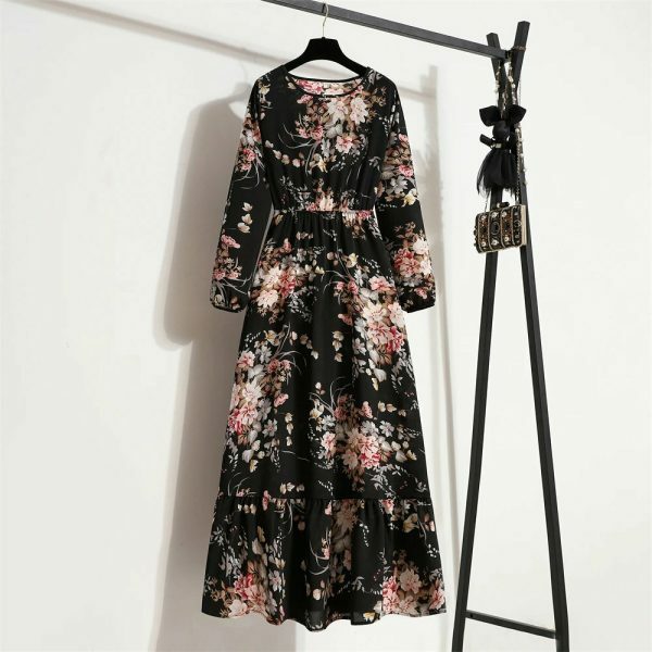 Y2K Floral Print Maxi Dress for Women