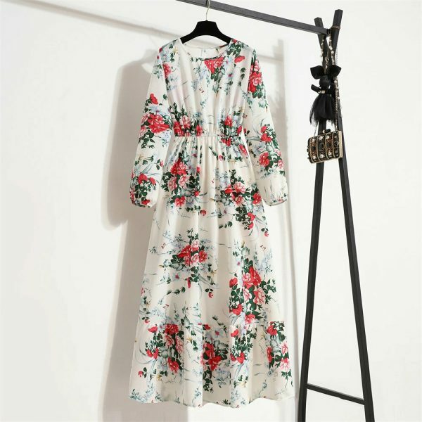 Y2K Floral Print Maxi Dress for Women