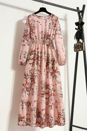 Y2K Floral Print Maxi Dress for Women