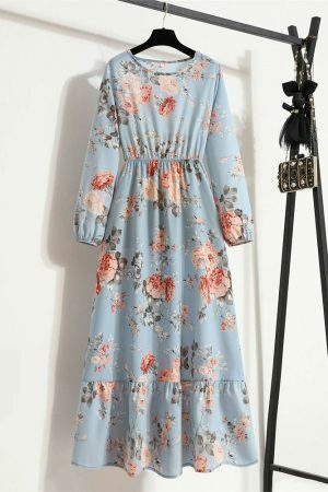 Y2K Floral Print Maxi Dress for Women