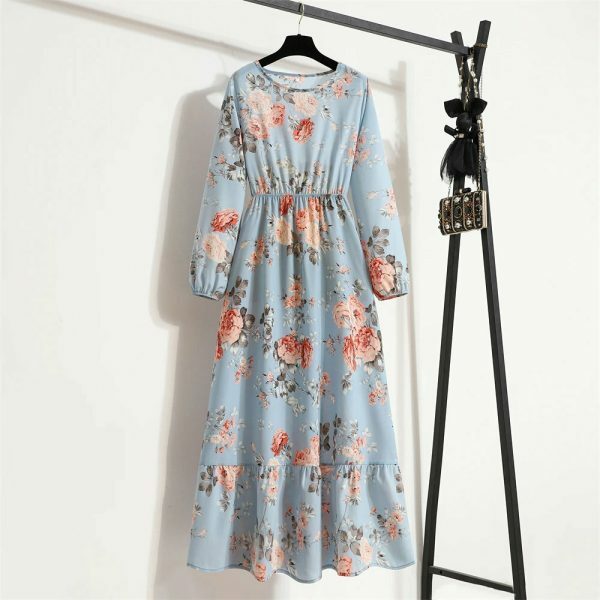 Y2K Floral Print Maxi Dress for Women