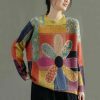 Y2K Floral Print Oversize Jumper Sweater for Women