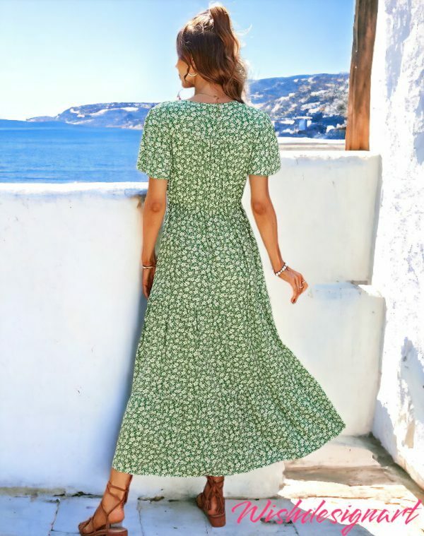 Y2K Floral Print Vintage Long Summer Dress for Women - Bohemian Beach Sundress