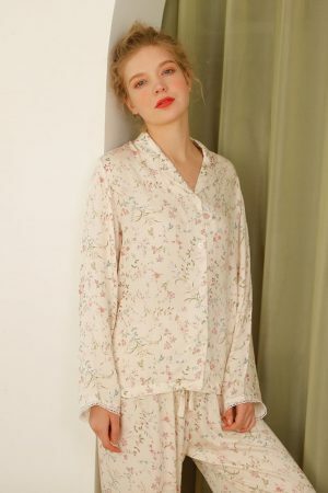 Y2K Floral Print Viscose Pajama Set - Streetwear Sleepwear for Women