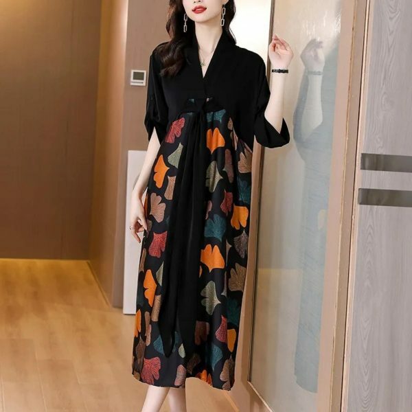 Y2K Floral Silk Dress for Women: Elegant, Stylish, Versatile Streetwear