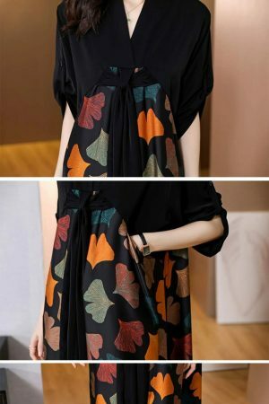 Y2K Floral Silk Dress for Women: Elegant, Stylish, Versatile Streetwear