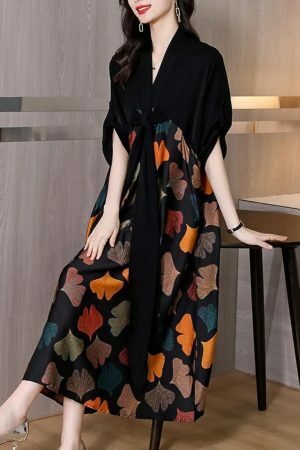 Y2K Floral Silk Dress for Women: Elegant, Stylish, Versatile Streetwear