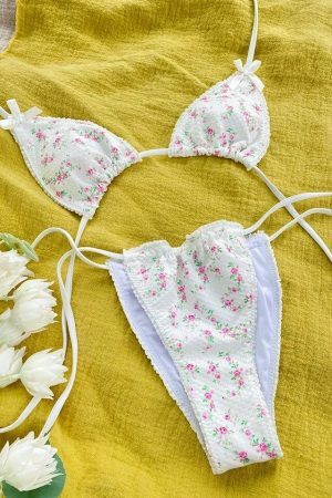 Y2K Floral Triangle Bikini Set for Women - Streetwear Summer Aesthetics