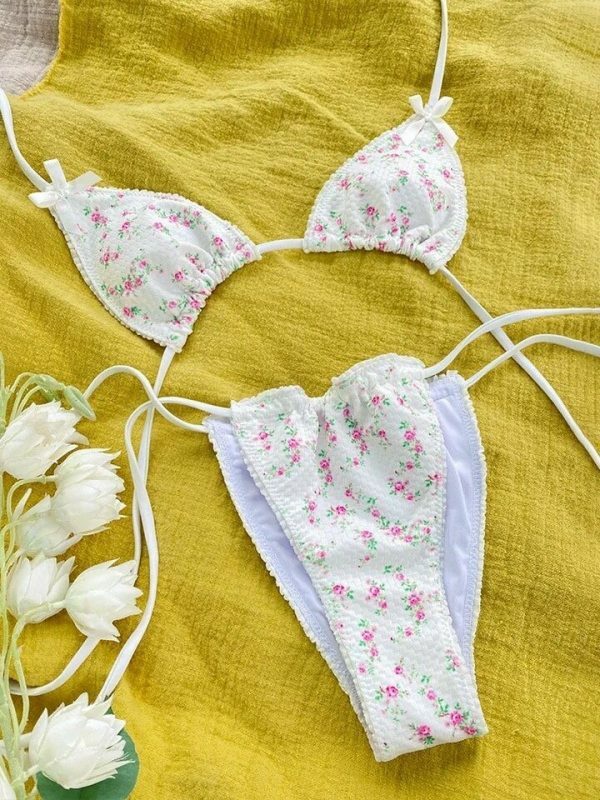 Y2K Floral Triangle Bikini Set for Women - Streetwear Summer Aesthetics