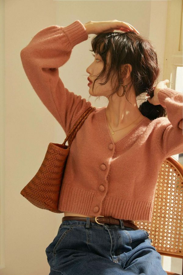 Y2K Fluffy Button Cardigan | Warm Pullover Knitted Sweater for Women