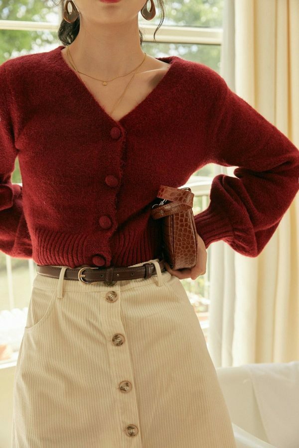 Y2K Fluffy Button Cardigan | Warm Pullover Knitted Sweater for Women