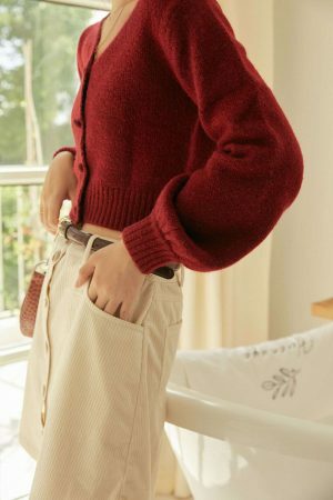 Y2K Fluffy Button Cardigan | Warm Pullover Knitted Sweater for Women