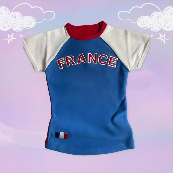 Y2K France Soccer Crop Top - Angel Baby Jersey Tee, 90s 2000s Aesthetic