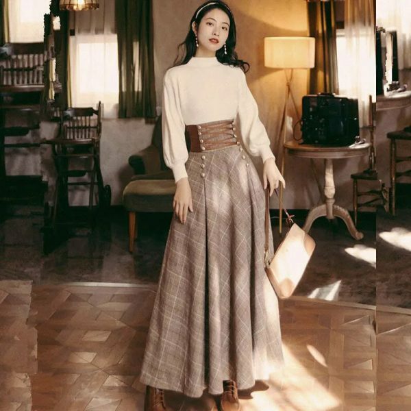 Y2K French White Straps Victorian Sweater Dress for Women